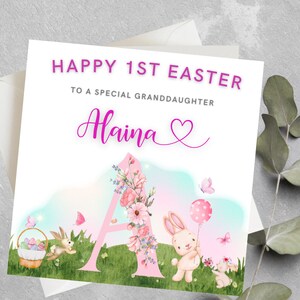 Première carte de Pâques personnalisée pour fille, petite-fille 1ère Pâques, bébé premier cadeau de Pâques, petite-fille 1ère carte de Pâques, fille 1ère Pâques