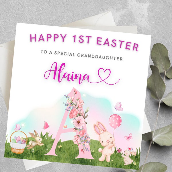 Personalised Girl's First Easter card, Grandddaughter 1st Easter, Baby First Easter gift, Granddaughter 1st Easter Card, Girl 1st Easter