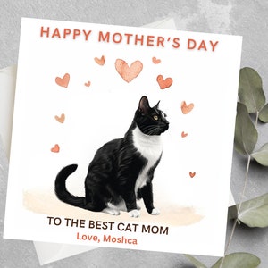 Personalised Cat Mother's Day Card, Cat Mom Mother's Day Gift, Cat Mum, Cat Parents Mother's Day Card, To The Best Cat Mom Mother's Day Card