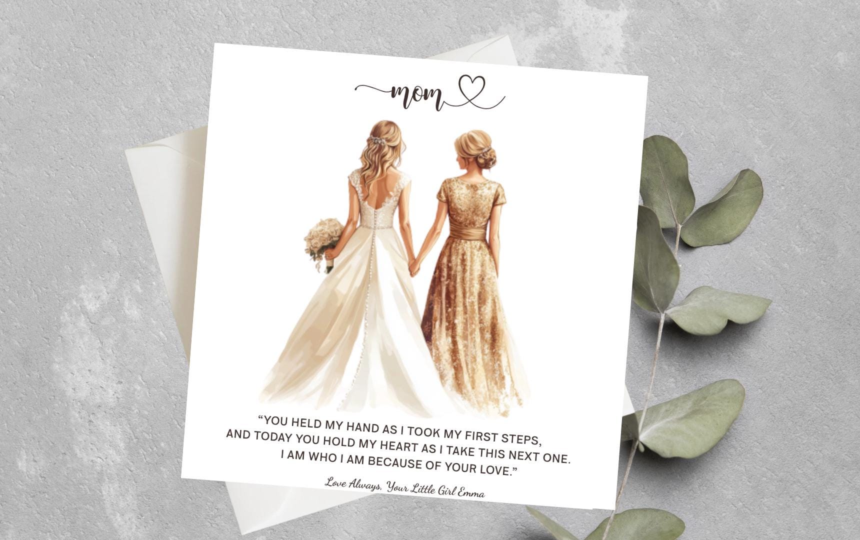 Wedding Day Card for Mom From Daughter – Sentimental Mother of the