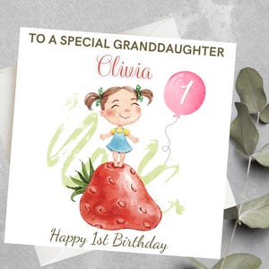 Carte d'anniversaire personnalisée première baie, carte 1er anniversaire petite-fille, carte d'anniversaire aux fraises, carte d'anniversaire spéciale baies, carte baies