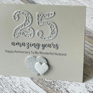 Silver Wedding Anniversary Card, Silver Anniversary Card For Husband, 25th Wedding Anniversary Card, Personalised 25th wedding anniversary image 2