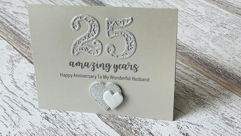 Silver Wedding Anniversary Card, Silver Anniversary Card For Husband, 25th Wedding Anniversary Card, Personalised 25th wedding anniversary image 2