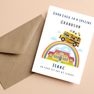 Nipote 1st Day of School Card, Personalizzato 1st day of school Grandson, Carta scolastica iniziale, First Day Of School Card For Grandson, Son