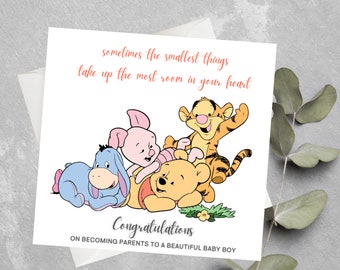 Personalisierte Winnie The Pooh Babypartykarte, Sentimentale Winnie The Pooh Karte, Begrüßung eines neuen Babys Karte, Winnie The Pooh Zitat