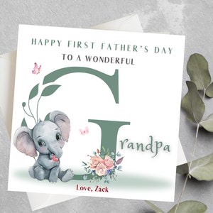 Biglietto personalizzato per la prima festa del papà del nonno, regalo per la prima festa del papà del nonno elefante, biglietto personalizzato per la prima festa del papà del nonno, papà, Baba