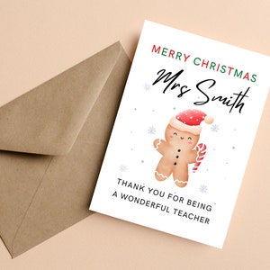 Gepersonaliseerde kerstkaart voor leraar, leraar kerstkaart, leraar dank u kerstkaart, aan mijn leraar gepersonaliseerde kerstkaart