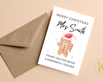 Personalised Christmas Card For Teacher, Teacher Christmas Card, Teacher Thank You Christmas Card, To My Teacher Personalised Christmas Card
