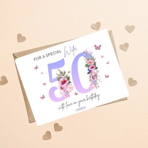 Joyeux 50e anniversaire carte femme, 50e carte femme, 50e anniversaire carte pour femme, personnalisé 50e anniversaire carte pour femme, ami, soeur