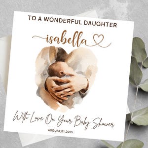 Personalized Baby Shower Card For Daughter, New Mom Card For Daughter, Baby Shower Card For Expecting Daughter, Mom To Be Card From Parents