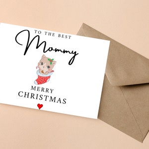 Naar de beste mama vrolijke kerstkaart, gepersonaliseerde kerstkaart voor mama, kerstkaart voor mama, naar de beste mama-kerstkaart