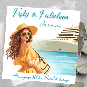 Carte personnalisée 50e anniversaire pour ami, soeur, cousine, carte d'anniversaire de 50, 40 ans, carte d'anniversaire de tout âge, carte d'anniversaire à thème pour elle, lui