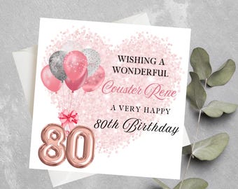 Personalsied Any Age  Birthday Card, Birthday Card For Daughter, Sister, Daughter In Law, Ballon Number Birthday Card, Birthday Card For Her