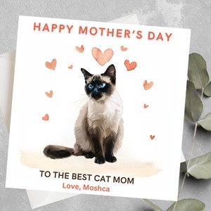 Cartão personalizado do dia das mães do gato, presente do dia das mães da mãe do gato, mãe do gato, cartão do dia das mães dos pais do gato, para o melhor cartão do dia das mães da mãe do gato