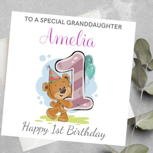 Cartão de aniversário personalizado para neta, filha, sobrinha de qualquer idade, cartão de aniversário de 1ª, 2ª, 3ª neta, cartão de aniversário de meninas de qualquer idade