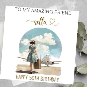 Personalised Birthday Card For Travel Lover, Love to Travel Birthday Card, Vacation Traveler Birthday Gift, Female Traveler Birthday Card