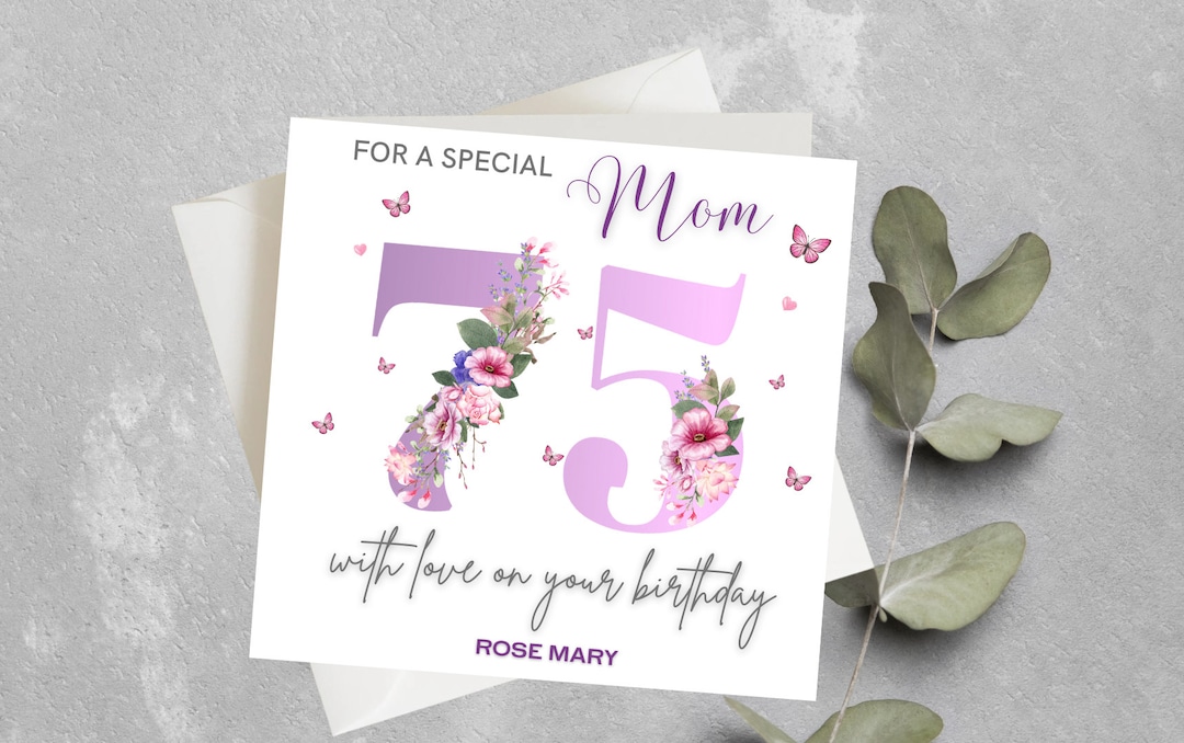 Happy 75th Birthday Card Mum, 75th Card Nan, 75th Birthday Grandma ...