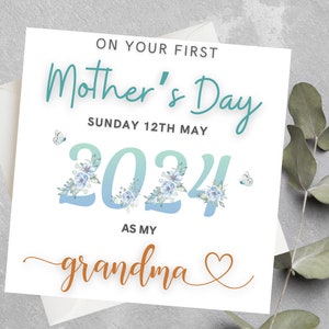 Tarjeta personalizada del primer día de la madre para abuela, niñera, 1ª tarjeta del día de la madre para nonna, abuela, abuela 1ª tarjeta del día de la madre personalizada