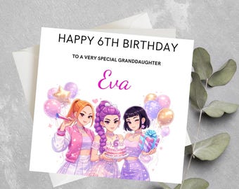 Personalised Kpop Demon Hunters Birthday Card Granddaughter, Kpop Birthday Card Daughter, Sister, Niece, Kpop Birthday Card For Any Age