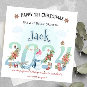 Personalisierte Enkel 1.Weihnachtskarte, spezielle Enkel 1.Weihnachtskarte, Enkel, Sohn, Patensohn erste Weihnachtskarte, 1.Weihnachten