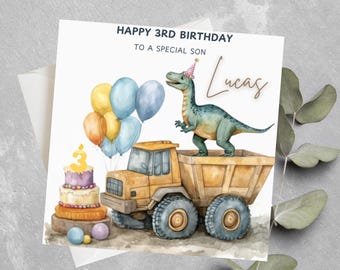 Personalised 1st Birthday Card Dinosaur, 1st Birthday Dinosaur Card Boy, Grandson, Son, Nephew 1st, 2nd, 3rd Birthday Card Dinosaur