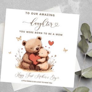 Première carte de fête des mères pour fille, petite-fille, fille, 1ère fête des mères, cadeaux de première fête des mères pour fille, carte de fête des mères 1ère année