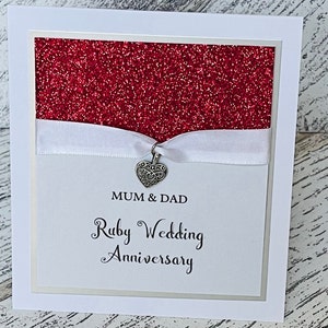 Rubin Hochzeitstag Karte, personalisierte handgemachte Rubin Hochzeitstag Karte, 40. Hochzeitstag Karte, Rubin Glückwunschkarte