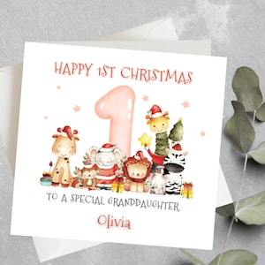Primeiro cartão de Natal personalizado para neta, 1º cartão de Natal para filha, neta, 1º presente de Natal para afilhada