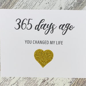 1e verjaardagskaart voor koppel, St-jarig jubileum, 365 dagen liefdeskaart, 1e jaar samen, 365 dagen Valentijnsdag, reden om van je te houden