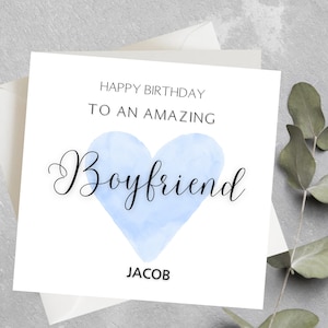 Cartão de aniversário personalizado para namorado, cartão de feliz aniversário para meu namorado incrível, para minha pessoa favorita, cartão de aniversário romântico para ele