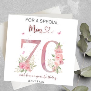 Carte Joyeux 70e anniversaire maman, carte grand-mère 70e, 70e anniversaire grand-mère, femme, soeur, tante, amie, 70e anniversaire personnalisé pour maman, soeur