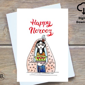 Farsi Persian Norooz Digital Printable - Persian New Year - Saleh No Greeting Card- Handmade Nowruz card, کارت تبریک عید, Made in Canada