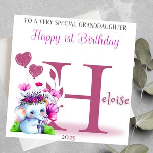 Carte personnalisée de 1er anniversaire de petite-fille, nièce, filleule, cadeau de premier anniversaire de fille, carte personnalisée de 1er anniversaire de fille