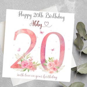 Personalized Daughter, Niece, Granddaughter Birthday Card, 20th Birthday Card For Daughter, Sister 20th Birthday Card, Niece 20th Birthday