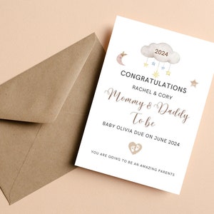 Pregnancy Congratulations Gift, Mummy & Daddy To Be Card, New Parents To Be, Expecting A Baby, Personalised Pregnancy Card For Parents To Be