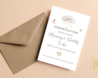 LulaDesign Biglietto Di Auguri A5 Con Busta – Congratulations To The New Parents – Per Neo Genitori, Carta Opaca 350g/m², Design Originale