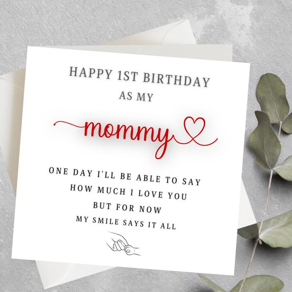 Happy 1st Birthday As My Mommy Card, First Birthday As A Mom Card, Birthday Poem Card For Mommy, 1st Birthday As My Mommy Card From Baby