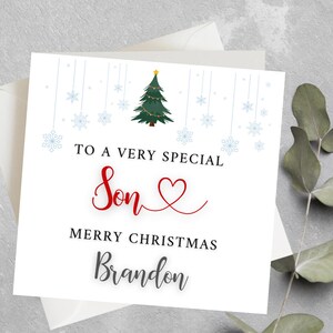 Cartão de Natal personalizado para filho, cartão de Natal fofo para filho, cartão de Natal personalizado para filho, para um filho especial, cartão de feliz Natal