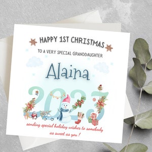 Biglietto di Natale per la prima nipote, Biglietto di Natale per la prima figlia, Biglietto di Natale personalizzato per il primo bambino, Ragazze, Ragazzi, Natale del nipote