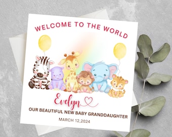 Personalised New Baby girl Card, Welcome to the world Granddaughter, New Parents Card, New baby Congratulations Card, New baby gift