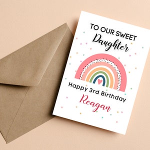 Carte d'anniversaire fille arc-en-ciel personnalisée tout âge, carte d'anniversaire fille, anniversaire fille arc-en-ciel, cadeau d'anniversaire fille, carte arc-en-ciel