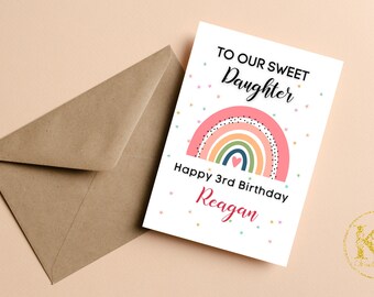 Personalised Daughter Rainbow Birthday Card Any Age, Daughter Birthday Card, Girl Rainbow Birthday, Daughter Birthday Gift, Rainbow Card