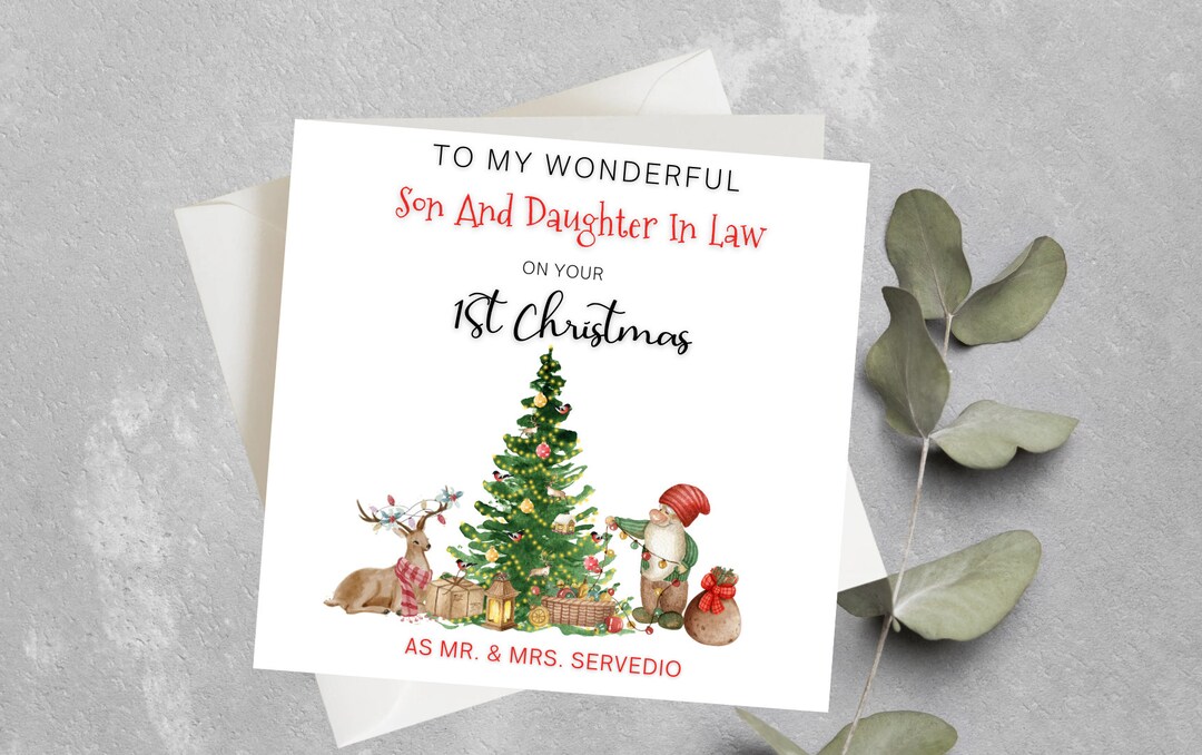 Personalised 1st Christmas Card for Son and Daughter in Law, 1st