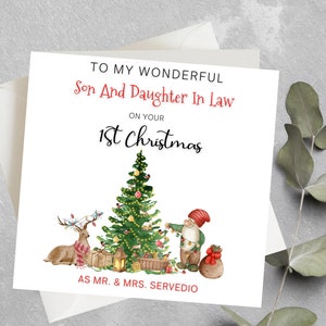Personalisierte 1. Weihnachtskarte für Schwiegersohn und Schwiegertochter, 1. Weihnachtskarte für Schwiegertochter, Schwiegersohn, Weihnachtsgeschenk Sohn Tochter