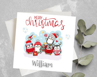 Tarjeta Navideña Personalizada De Papá Noel | Hecha A Mano Para Nieto, Hija O Niño | 6x6 Pulgadas