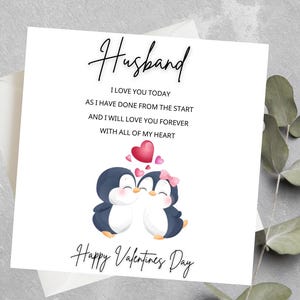 Carte d'amour de pingouin pour la Saint-Valentin pour mari, femme Carte de Saint-Valentin romantique pour les partenaires pour la vie, raison pour laquelle je t'aime, je t'aime pour toujours