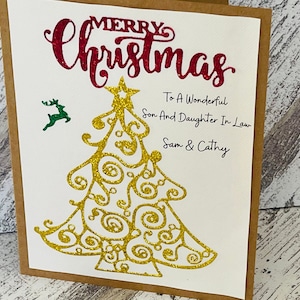 Biglietto di Natale personalizzato per figlio e nuora, biglietto di Natale carino per figlio e nuora, biglietto di Natale personalizzato per suoceri