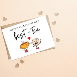 Cartão de dia dos namorados de melhor amigo para ela, cartão de dia de Galentines para melhor amigo, feliz dia dos namorados melhor chá, cartão de dia dos namorados engraçado bestie