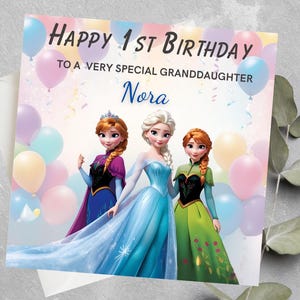 Carte d'anniversaire personnalisée La Reine des Neiges, petite-fille, fille, nièce, tous les âges Carte d'anniversaire La Reine des Neiges, carte d'anniversaire La Reine des Neiges avec Elsa et Anna