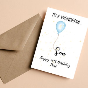 To A Wonderful Son Birthday Card, Carte d’anniversaire de fils personnalisée, Carte d’anniversaire de fils avec âge et nom, Carte d’anniversaire de fils personnalisée
